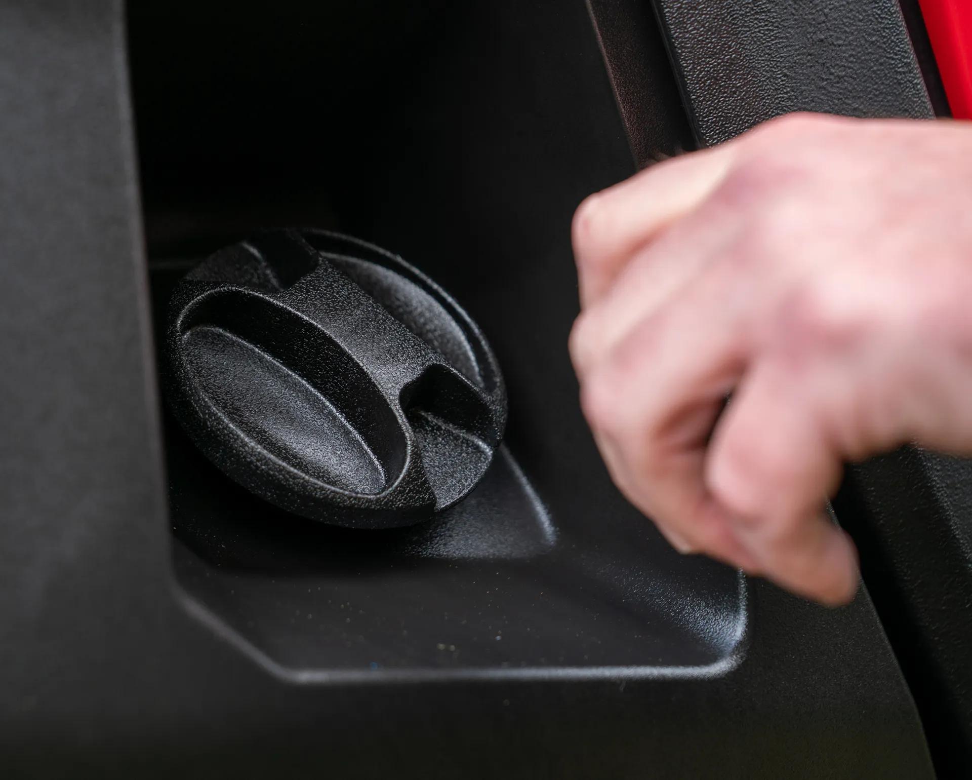 Honda Pioneer 1000 relocated exterior fuel-filler cap