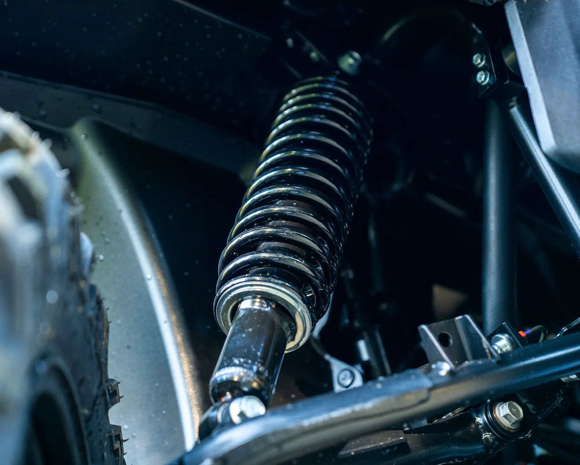 Honda Pioneer 1000 long-travel independent suspension shock and linkage